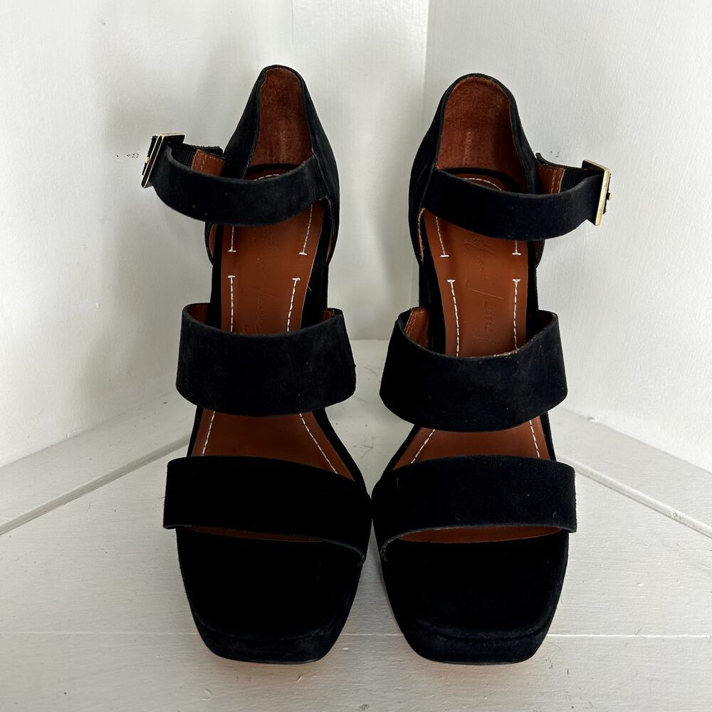 NWT Elizabeth & James black strappy platform heels - Picture 2 of 6